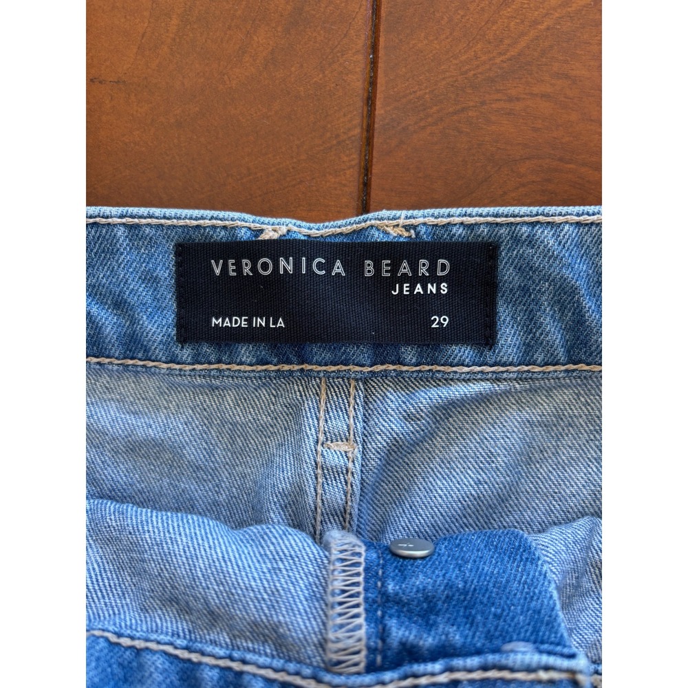 Veronica Beard Grant Wide Leg Extra High Rise Jeans Cape Wash 29 Patch Pocket LA - Picture 3 of 14